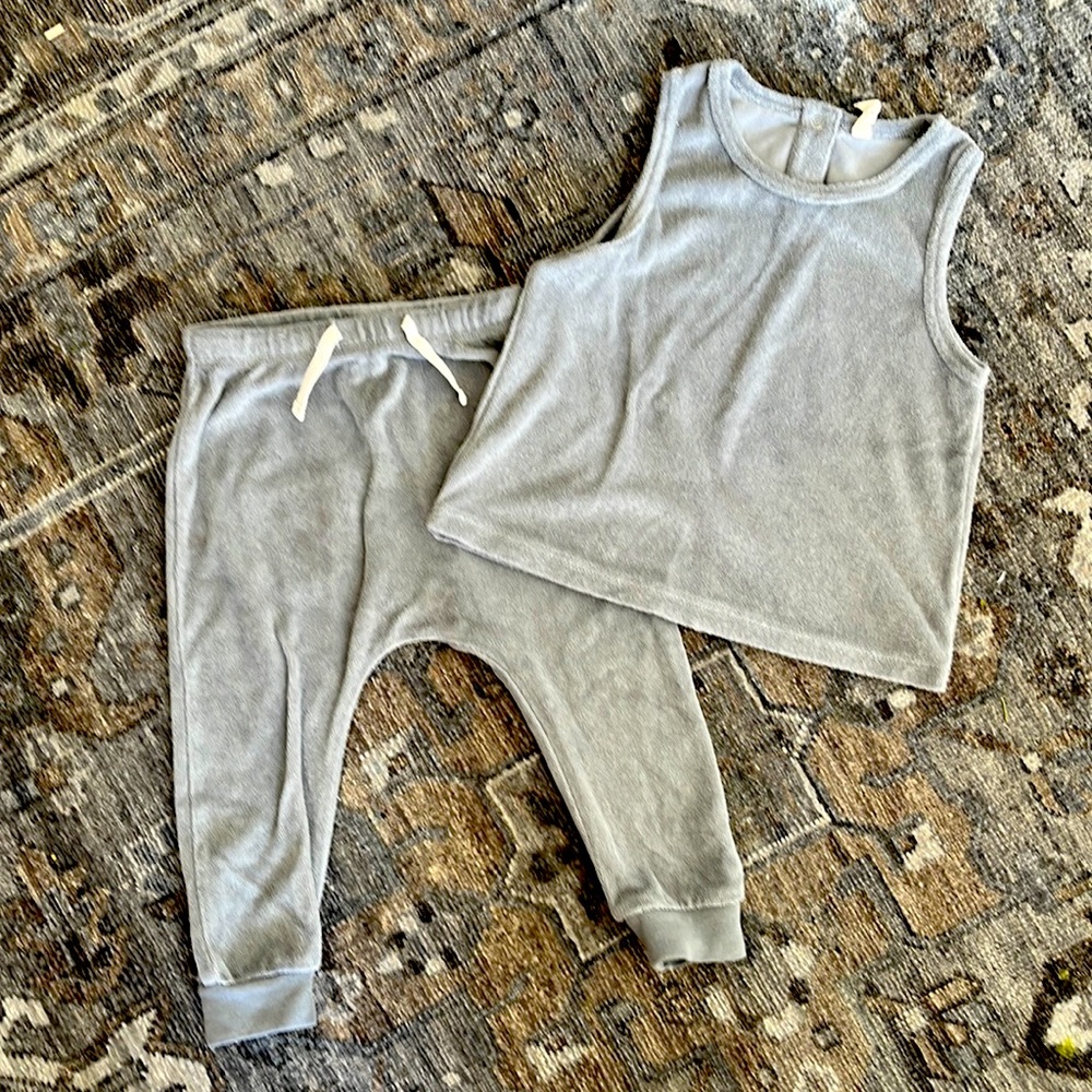 Quincy mae terry cloth tank and pant set Sz 18 months NWOT Ocean